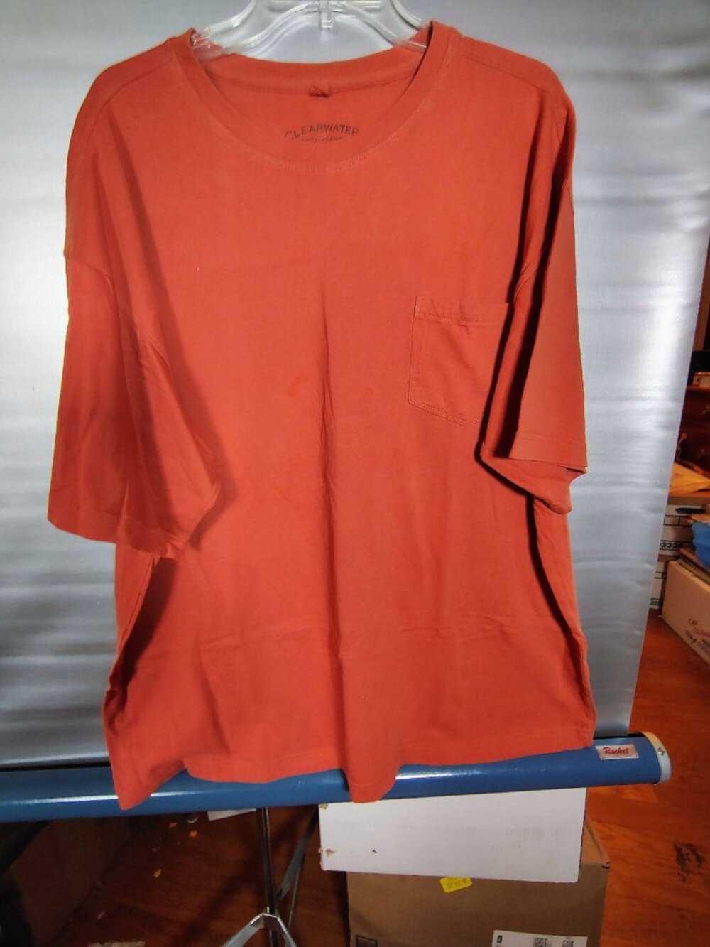 Clearwater Outfitters Mens XXL Orange 100% Cotton Pocket T-Shirt Bangladesh